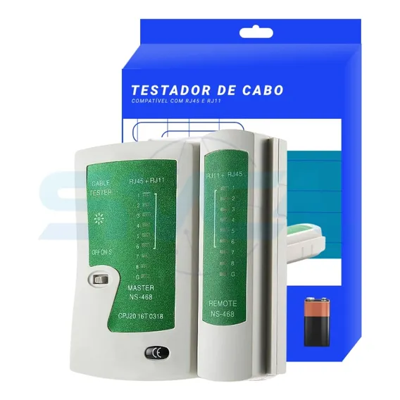 Verificador Cabo De Rede Rj45 Cat5e Cat5 Testador + Bateria Foto 1
