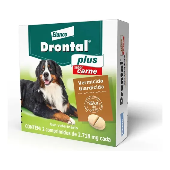 Vermífugo Drontal Plus Sabor Carne Cães 35kg 2 Comprimidos Foto 1