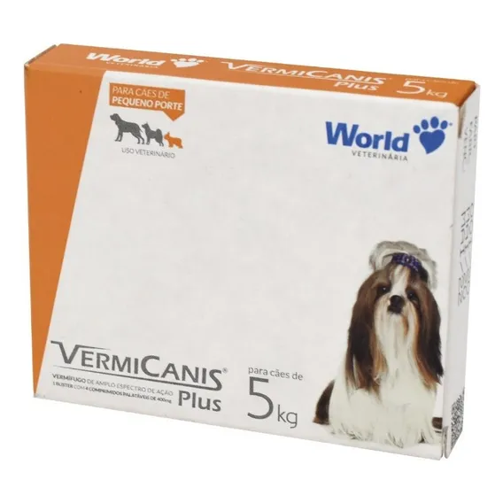Vermífugo Vermicanis Plus 400mg Vermifugo 4 Comprimidos Cães 5kg Foto 1