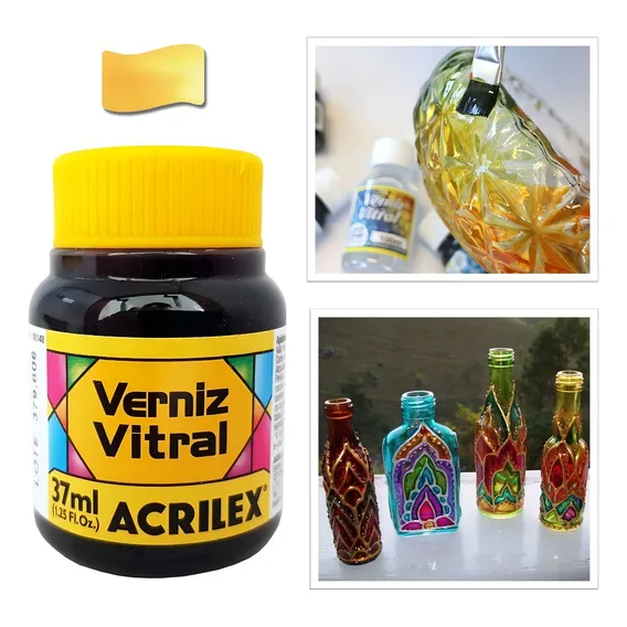 Verniz Vitral Amarelo Cádmio - 536 - Acrilex - 37ml Cor 536 Amarelo Cádimo Foto 1