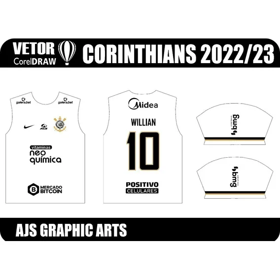Vetor Template Camisa 1 Corinthians 2022 2023 Corel Cdr Foto 1