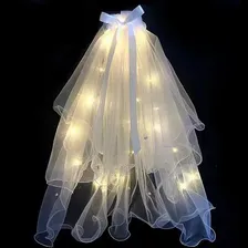 Véu Noiva Led Despedida Solteiro Fantasia Carnaval Casamento Cor Branco Foto mini  2