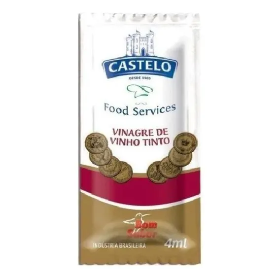 Vinagre Sachê Vinho Tinto Bom Sabor 4ml Caixa 200 Sachês Foto 1