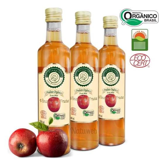 Vinagre São Francisco Vinagre de Maça Orgânico sabor vinagre de maçã 500mL x 3 unidades Foto 1