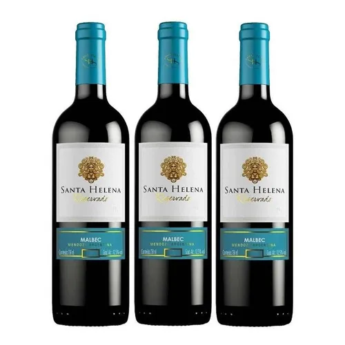 Vinho Argentino Santa Helena Reservado Malbec 750ml 03 Unid Foto 1
