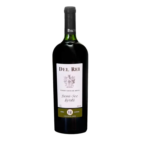 Vinho De Mesa Tinto Demi-sec Del Rei Bord么 1 Litro Brasil Rs Foto 1
