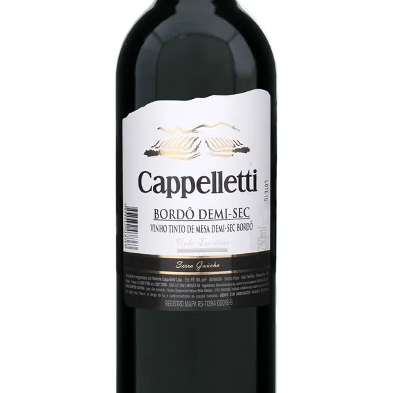 Vinho Tinto Bordô Demi-sec 750ml Cappelletti Serra Gaúcha Foto 1