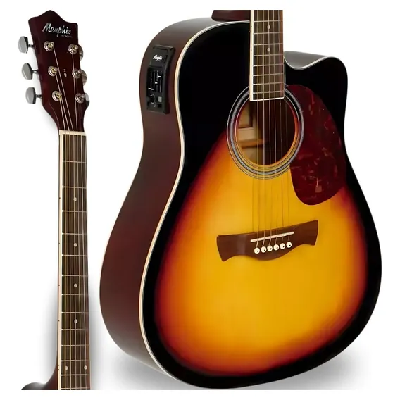 Violao Tagima Eletrico Aço Folk Cutaway Sunburst Afinador Foto 1