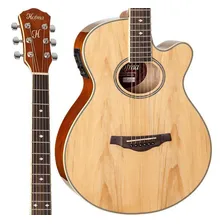 Violão Mini Jumbo Elétrico Hofma Hmf249 Natural Foto mini 1