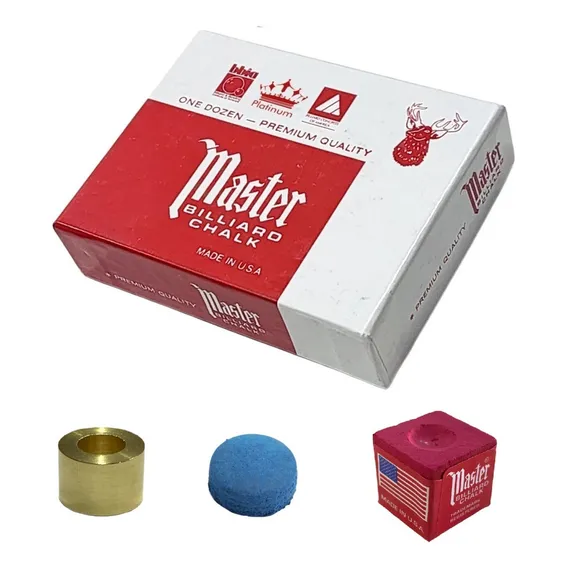 Virola de metal e sola de couro e giz Master para sinuca cor vermelho Foto 1