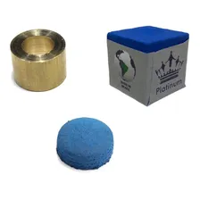 Virola De Metal + Sola De Couro + Giz Platinum Para Sinuca Cor Azul Foto  mini 1