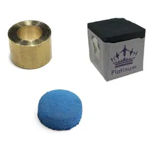 Virola De Metal + Sola De Couro + Giz Platinum Para Sinuca Cor Preto Foto  mini 1