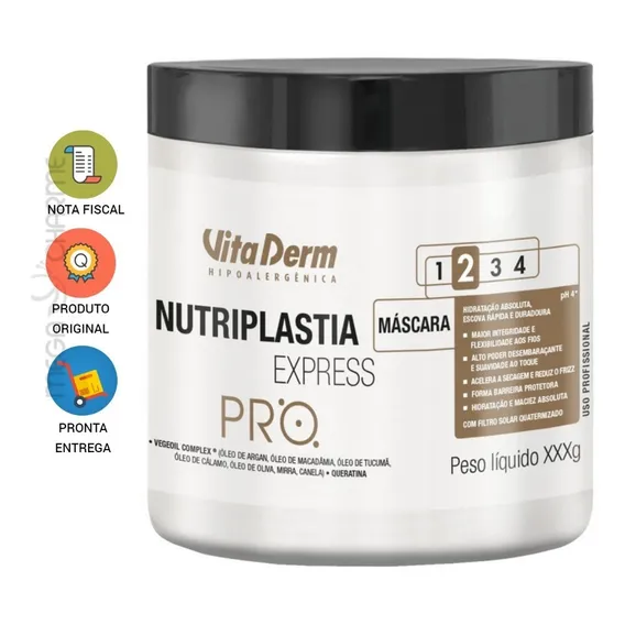 Vita Derm Máscara Sós Capilar Nutriplastia Express 500g Foto 1