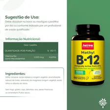 Vitamina B12 Metilcobalamina 1000 Mcg Jarrow Formulas 100 tabletes mastigáveis Importado Foto mini 3