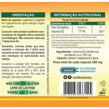 Vitamina B2 ( Riboflavina ) - 60 Cápsulas 500mg - Unilife Foto mini 3