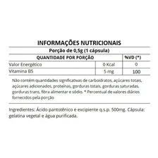 Vitamina B5 Ăcido PantotĂȘnico Vegana 60 Caps 500mg Foto mini 2