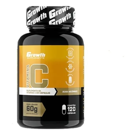 Vitamina C 120 Cápsulas - Growth Supplements Sabor Natural Foto 1