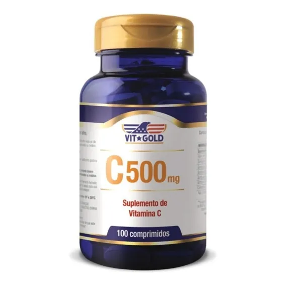 Vitamina C 500mg Vitgold 100 Comp Sabor Sem Sabor Foto 1