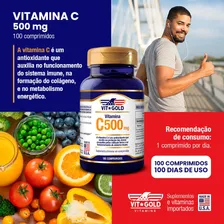 Vitamina C 500mg Vitgold 100 Comp Sabor Sem Sabor Foto mini 2