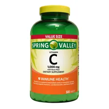 Vitamina C + Rose Hips Spring Valley 1000mg - 500 Tabletes Foto mini 1