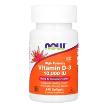 Vitamina D3 10.000 IU Now Foods 240 Softgels 250mcg Foto mini 1