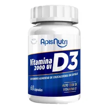 Vitamina D3 2000ui 100% Puro - 60 Cápsulas 280mg Apisnutri Sabor Natural Foto mini 1