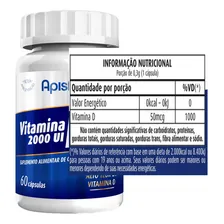Vitamina D3 2000ui 100% Puro - 60 Cápsulas 280mg Apisnutri Sabor Natural Foto mini 3