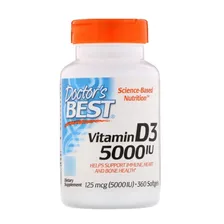 Vitamina D3 5000 Ui 360 Softgels Doctor's Best Importado Eua Sabor Natural Foto  mini 1