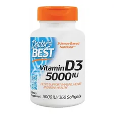 Vitamina D3 5000 Ui 360 Softgels Doctor's Best Importado Eua Sabor Natural Foto mini  3