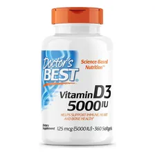 Vitamina D3 5000 Ui 360 Softgels Doctor's Best Importado Eua Sabor Natural Foto mini 4