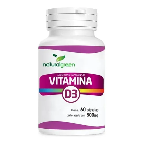 Vitamina D3 5mcg Colecalciferol 60 Cápsulas Natural Green Foto 1