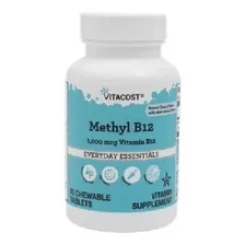 Vitamina Methyl B12 Metilcobalamina 1000mcg 60 Tabletes Mastigáveis Vitacost Importado Foto mini 1