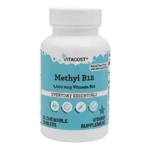 Vitamina Methyl B12 Metilcobalamina 1000mcg 60 Tabletes Mastigáveis Vitacost Importado Foto 1