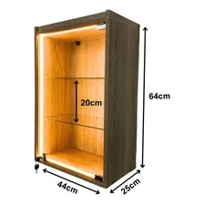 Vitrine Suspensa Amadeirada Fita Led Porta Vidro Tabacaria Foto mini 2