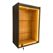 Vitrine Suspensa Amadeirada Fita Led Porta Vidro Tabacaria Foto mini 4