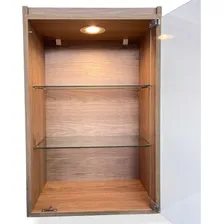 Vitrine Suspensa Fechadura Porta Vidro Temperado Com Led Cor Marrom Foto mini  3