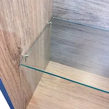 Vitrine Suspensa Fechadura Porta Vidro Temperado Com Led Cor Marrom Foto mini 4