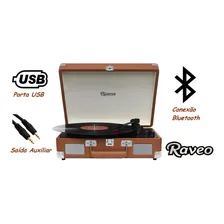 Vitrola Raveo Sonetto Marrom Bluetooth Retrô Reproduz Grava 110v/220v Foto mini 4