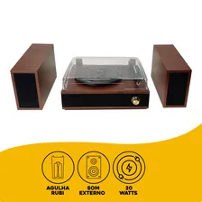 Vitrola Toca Discos Antigo De Vinil Retr么 Bivolt Aparelho De Som Conector Bluetooth 02 Caixas De Som Externa Vintage 127/220v Foto mini 3