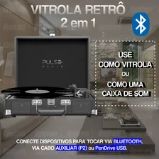 Vitrola Toca Discos Bluetooth Aux Usb Pulse 2 Em 1 Sp616 110V/220V Foto mini  3