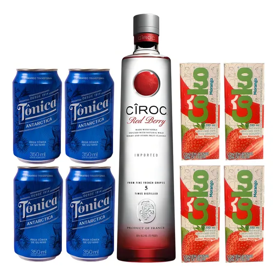 Vodka Ciroc Red Berry 750ml + Agua De Coco Morango + T么nica Foto 1