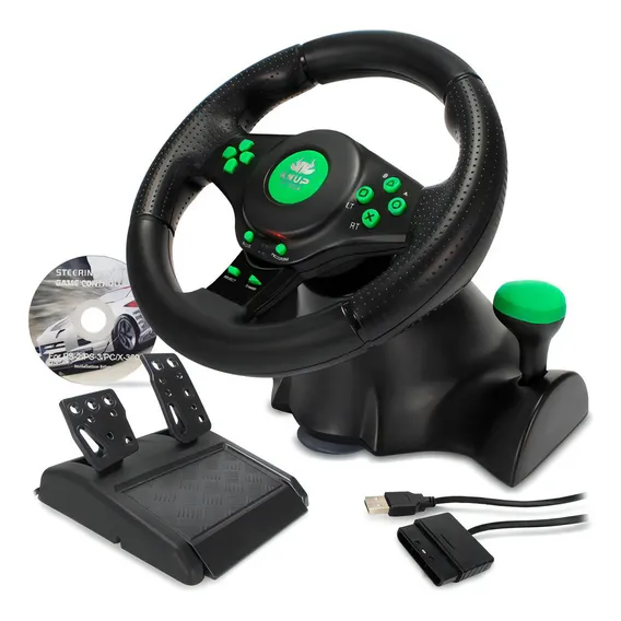 Volante Controle Xbox 360 / Ps3 / Ps2 / Pc Usb Knup Kp-5815a Preto Foto 1