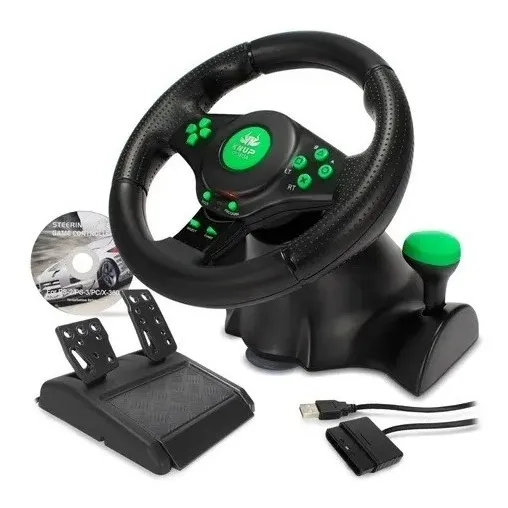 Volante De Vibração Gamer Pro Kp-5815a P/ Xbox360 Pc Ps2 Ps3 Cor Preto Foto 1