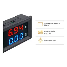 VoltÃmetro AmperÃmetro 99,9v 10a Display vermelho e azul Foto mini 4