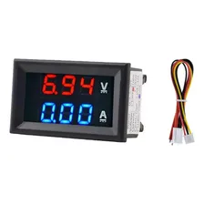 VoltÃmetro AmperÃmetro 99,9v 10a Display vermelho e azul Foto mini 1