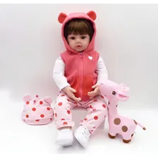 VXN Boneca Reborn Menina Realista Silicone Olhos Castanhos 48cm Foto mini 3