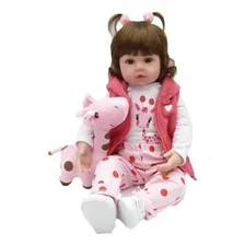 VXN Boneca Reborn Menina Realista Silicone Olhos Castanhos 48cm Foto mini 2