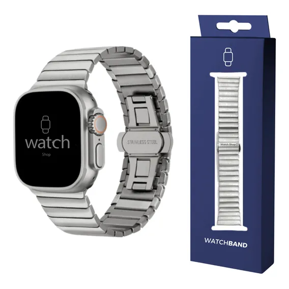 Watch Shop Aço inox Elos Cor Prata Pulseira Em Aço Inox Para Apple Watch 10 ultra 45 46 49mm Foto 1