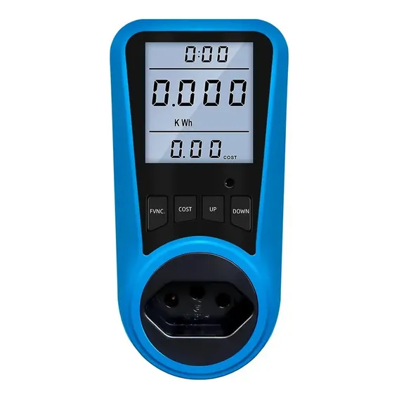 Wattímetro Digital Ac Medidor Consumo Energia Plug Brasil Azul/preto - Bivolt Foto 1