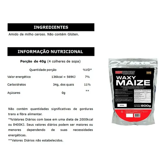 Waxy Maize Natural 800g - Bodybuilders Foto 1